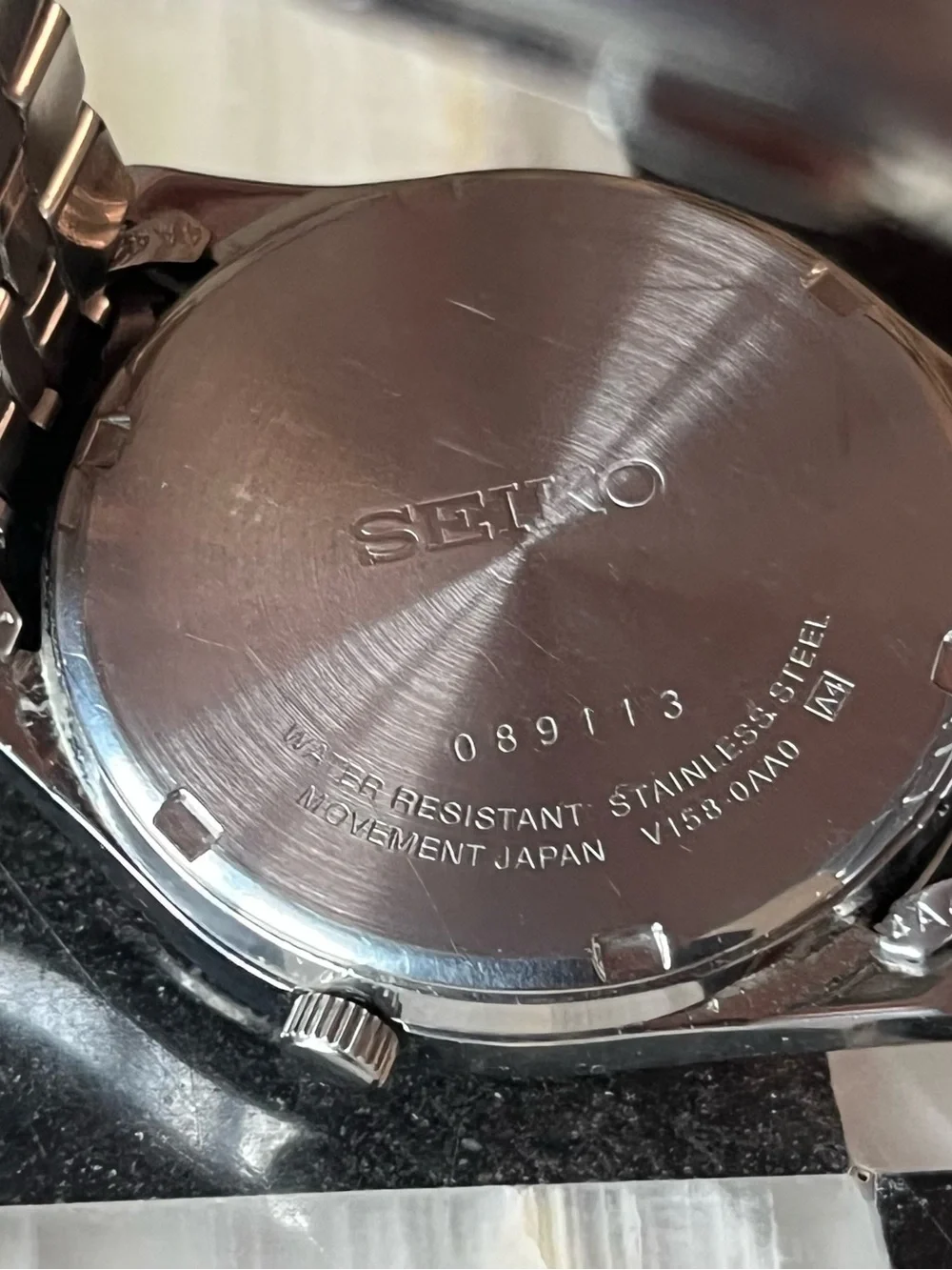Seiko Mens Watch 37mm White Dial Solar V158-0AA0 Day Date Stainless Steel 6.5”